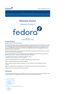 Fedora 19 Release Notes