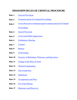 Mississippi Rules of Criminal Procedure