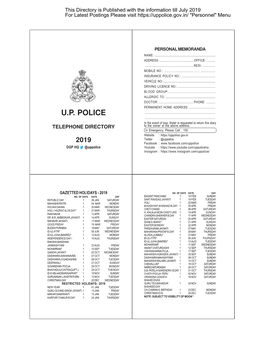 Full Telephone Directory Published by PRO of DGP up the Names Of