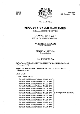 Penyata Rasmi Parlimen Parliamentary Debates