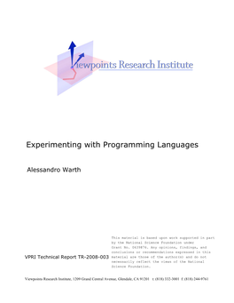 Experimenting with Programming Languages