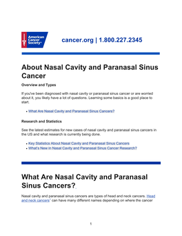 What Are Nasal Cavity and Paranasal Sinus Cancers?