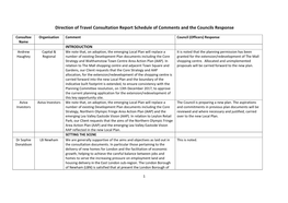 Direction of Travel Consultation Report Schedule of Comments and the Councils Response