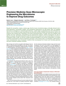 Precision Medicine Goes Microscopic: Engineering the Microbiome to Improve Drug Outcomes