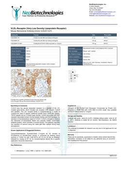 Very Low Density Lipoprotein Receptor) Mouse Monoclonal Antibody [Clone VLDLR/1337]