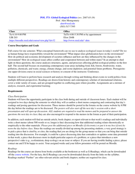 POL 373: Global Ecological Politics (Rev. 2007-03-19) Prof. Alex Montgomery Ahm@Reed.Edu (503) 517-7395