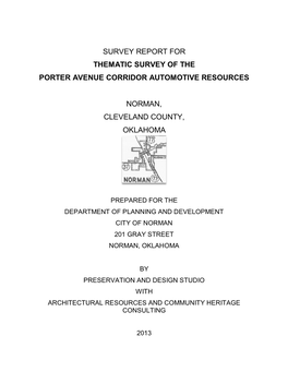 Survey Report for Thematic Survey of the Porter Avenue Corridor Automotive Resources