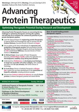 Advancing E400 Protein Therapeutics Optimising Therapeutic Potential During Research and Development