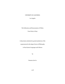 From Deity to Deep a Dissertation Submitted I