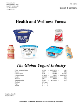 Health and Wellness Focus: the Global Yogurt Industry