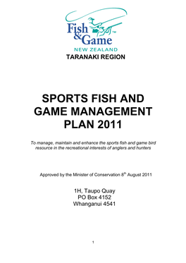 Sports Fish and Game Management Plan 2011