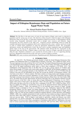 Negative Impact of Ethiopian Renaissance Dam and Population