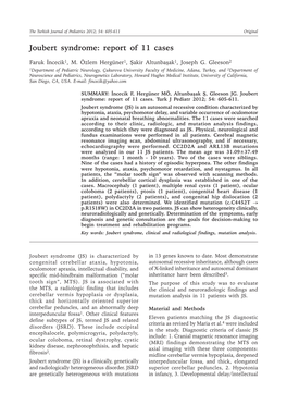 Joubert Syndrome: Report of 11 Cases