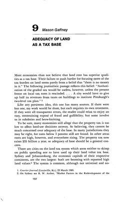 9 Mason Gaffney ADEQUACY of LAND AS a TAX BASE on Public