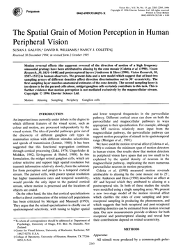 The Spatial Grain of Motion Perception in Human Peripheral Vision SUSAN J