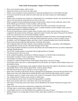 Chapter 8 → Ocean Circulation • Know Your Currents