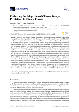 Evaluating the Adaptation of Chinese Torreya Plantations to Climate Change