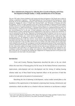 How Administrative Potpourri Is Affecting Slow Growth in Housing and Urban Development of Punjab (India): a Study and Reflection of Two Decades