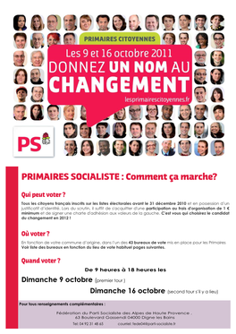 PRIMAIRES SOCIALISTE : Comment Ça Marche?