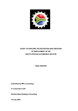 South African Automobile Sector with Regard to Employment