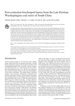 Post-Extinction Brachiopod Faunas from the Late Permian