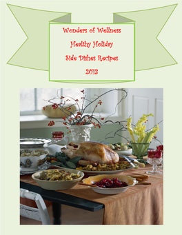 Wonders of Wellness Healthy Holiday Side Dishes Recipes 2013 Side Dishes