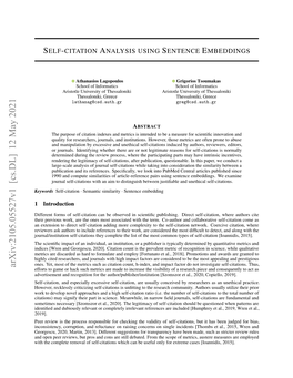 Self-Citation Analysis Using Sentence Embeddings