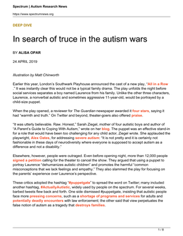 In Search of Truce in the Autism Wars