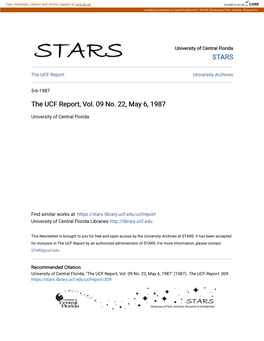 The UCF Report, Vol. 09 No. 22, May 6, 1987