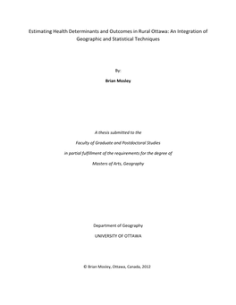 Estimating Health Determinants and Outcomes in Rural Ottawa: an Integration of Geographic and Statistical Techniques