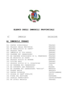 Elenco Degli Immobili Provinciali