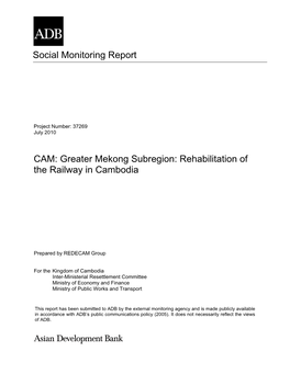 Greater Mekong Subregion: Rehabilitation of the Railway in Cambodia