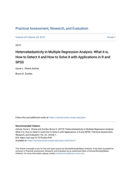 Heteroskedasticity in Multiple Regression Analysis: What It Is, How to Detect It and How to Solve It with Applications in R and SPSS