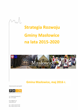 Strategia Rozwoju Gminy Masłowice Na Lata 2015-2020