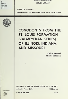 Conodonts from the St. Louis Formation (Valmeyeran Series) of Illinois, Indiana, and Missouri