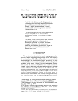 10. the Problem of the Poor in Nineteenth Century Europe