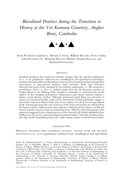 Biocultural Practices During the Transition to History at the Vat Komnou Cemetery, Angkor Borei, Cambodia