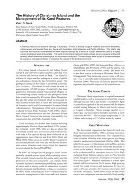 The History of Christmas Island and the Management of Its Karst Features. Paul D