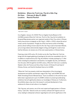 (LACMA) Presents Where the Truth Lies: the Art of Qiu Ying, the First Exhibition on the Great Ming Dynasty Painter Ever Organized Outside of Asia