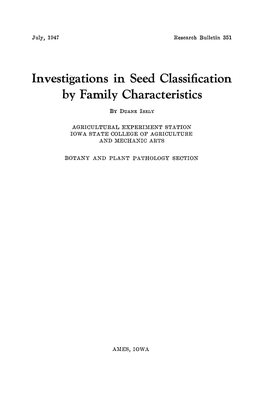 Investigations in Seed Classification by Family Characteristics