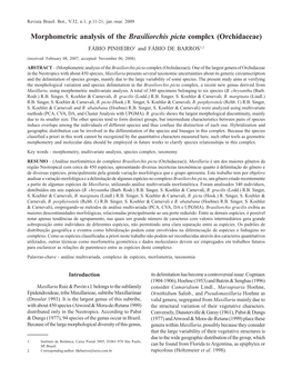 Morphometric Analysis of the Brasiliorchis Picta Complex (Orchidaceae) FÁBIO PINHEIRO1 and FÁBIO DE BARROS1,2