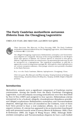 The Early Cambrian Medusiform Metazoan Eldonia from the Chengjiang Lagerstatte