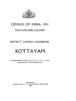 District Census Handbook.Travancore-Cochin, Kottayam