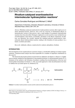 Rhodium-Catalyzed Enantioselective Intermolecular Hydroacylation Reactions*