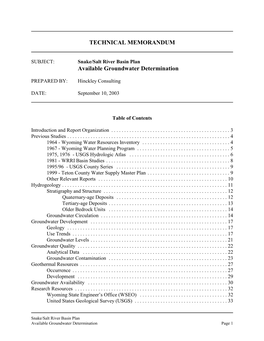 Snake/Salt River Basin Plan Available Groundwater Determination