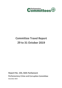 Committee Travel Report 29 to 31 October 2019