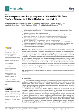 Monoterpenes and Sesquiterpenes of Essential Oils from Psidium Species and Their Biological Properties