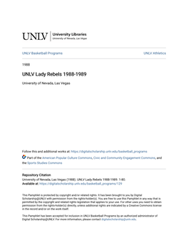 UNLV Lady Rebels 1988-1989