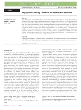 Phylogenetic Limiting Similarity and Competitive Exclusion