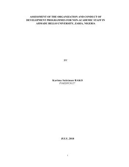Assessment of the Organization and Conduct of Development Programmes for Non-Academic Staff in Ahmadu Bello University, Zaria, Nigeria